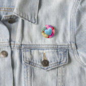 Badge Rond 2,50 Cm Bouton Coeurs (En situation)