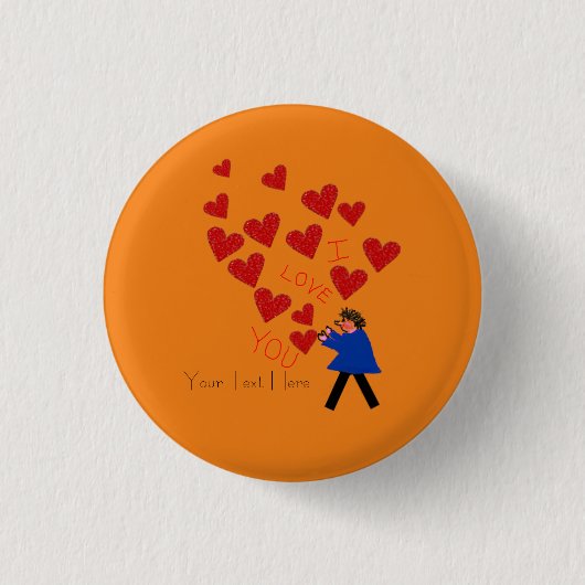 Badge Rond 2,50 Cm Bouton Coeurs (Devant)