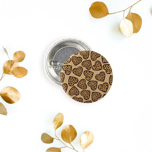 Badge Rond 2,50 Cm Bouton Coeurs léopard
