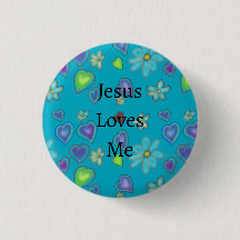 Bouton coeurs roses fleurs blanches Jésus m'aime