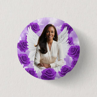 Badge Rond 2,50 Cm Bouton commémoratif funéraire Rose Aile d'ange Cie