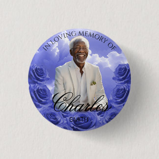 Badge Rond 2,50 Cm Bouton commémoratif Roses Bleu Ciel Roses Bleues