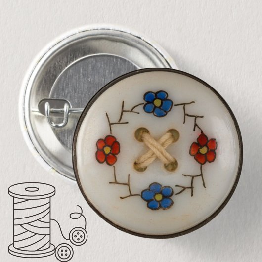 Badge Rond 2,50 Cm Bouton Coudre Vintage