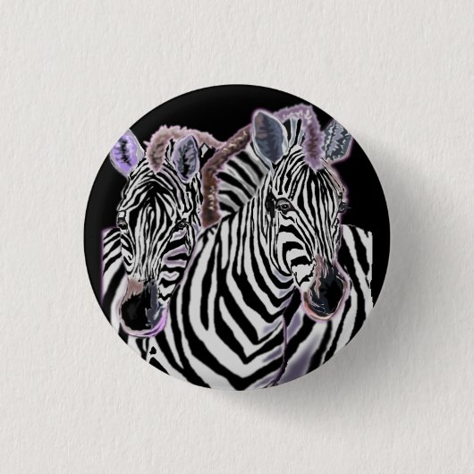 Badge Rond 2,50 Cm Bouton Couple Zebra (Devant)