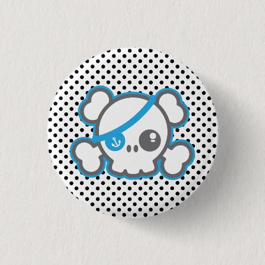 Badge Rond 2,50 Cm Bouton crâne du pirate Kawaii (Devant)