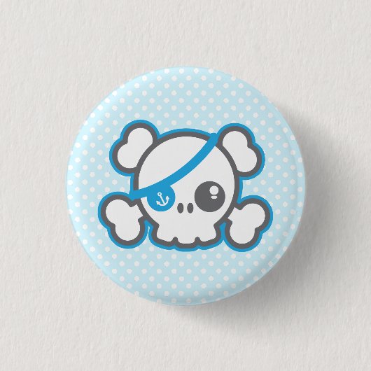 Badge Rond 2,50 Cm Bouton crâne du pirate Kawaii (Devant)