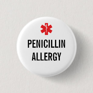 Badge Rond 2,50 Cm Bouton d'alerte d'allergie de pénicilline