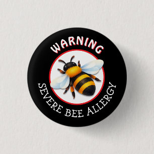 Badge Rond 2,50 Cm Bouton d'alerte d'allergie grave aux abeilles