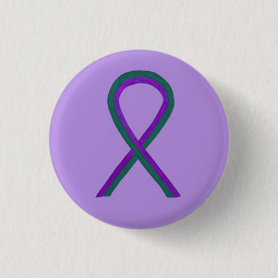 Badge Rond 2,50 Cm Bouton d'angle de la conscience violette et verte