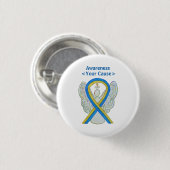 Badge Rond 2,50 Cm Bouton d'angle jaune et bleu de sensibilisation (Devant & derrière)