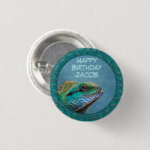 Badge Rond 2,50 Cm Bouton d'anniversaire Iguana (Devant & derrière)