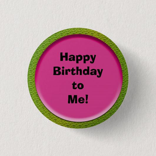 Badge Rond 2,50 Cm Bouton d'anniversaire rose et vert mignon (Devant)