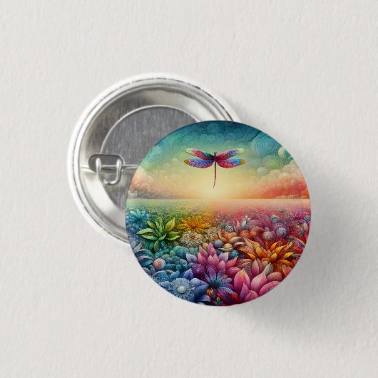 Badge Rond 2,50 Cm Bouton Danse de libellule (Devant & derrière)