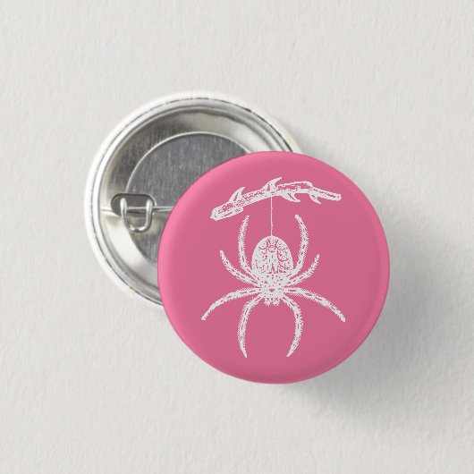 Badge Rond 2,50 Cm Bouton d'araignée rose mignonne (Devant & derrière)