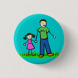 Badge Rond 2,50 Cm Bouton d'art de la broche de famille père et fille