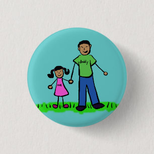 Badge Rond 2,50 Cm Bouton d'art de la broche de famille père et fille