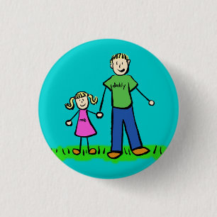 Badge Rond 2,50 Cm Bouton d'art de la broche de famille père et fille