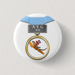 Badge Rond 2,50 Cm Bouton d'as de Flying Tigers AVG