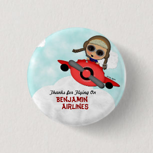 Badge Rond 2,50 Cm Bouton d'avion d'anniversaire