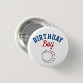 Badge Rond 2,50 Cm Bouton de baseball Birthday Boy (Devant & derrière)