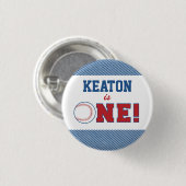 Badge Rond 2,50 Cm Bouton de baseball premier anniversaire (Devant & derrière)