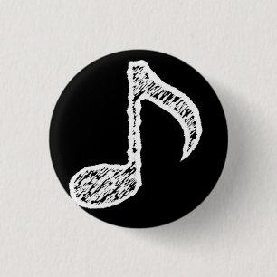 Badge Rond 2,50 Cm Bouton de blanc de note de musique