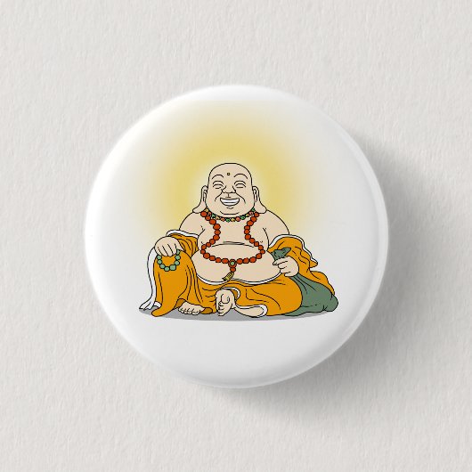 Badge Rond 2,50 Cm Bouton de Bouddha Rire (Devant)