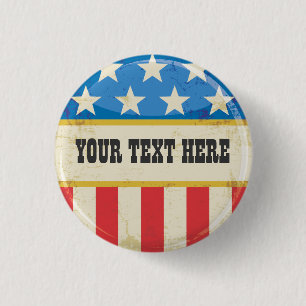 Badge Rond 2,50 Cm Bouton de campagne vintage USA Drapeau