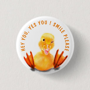 Badge Rond 2,50 Cm Bouton de canard amusant - Texte personnalisé