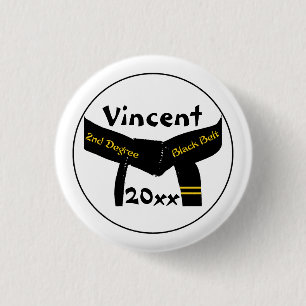 Badge Rond 2,50 Cm Bouton de ceinture noire de deuxième degré d'art