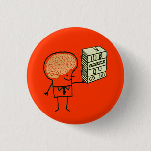 Badge Rond 2,50 Cm Bouton de cerveau de livre
