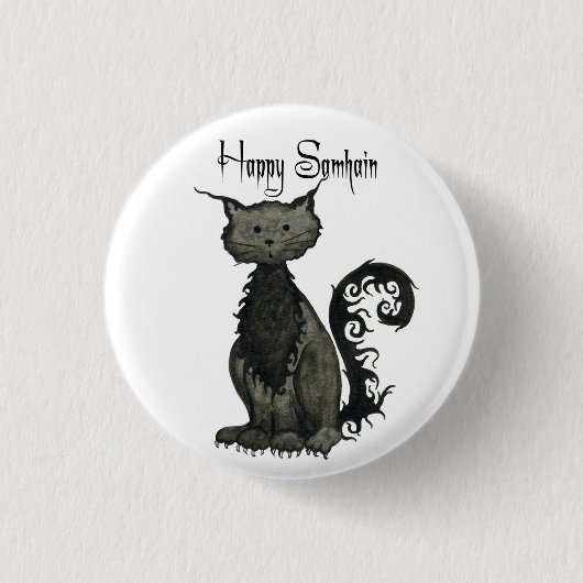 Badge Rond 2,50 Cm Bouton de chat noir de Samhain (Devant)