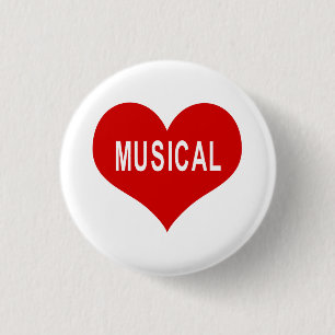 Badge Rond 2,50 Cm Bouton de coeur d'amour rouge MUSICAL