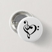 Badge Rond 2,50 Cm Bouton de coeur de musique (Devant & derrière)