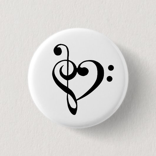 Badge Rond 2,50 Cm Bouton de coeur de musique (Devant)