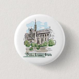 Badge Rond 2,50 Cm Bouton de conception de croquis Paris Notre Dame