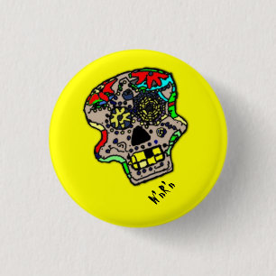 Badge Rond 2,50 Cm Bouton de crâne de psykho de W'nR'n