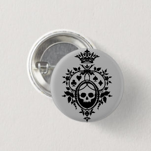 Badge Rond 2,50 Cm Bouton de crête avec crâne et enseignes de cartes