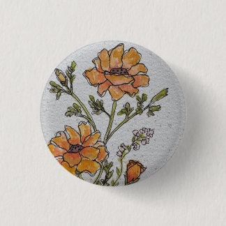 Badge Rond 2,50 Cm Bouton de design de fleur à l'aquarelle jaune