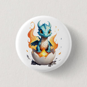 Badge Rond 2,50 Cm Bouton de fantaisie de dragon mignon à éclore