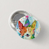 Badge Rond 2,50 Cm Bouton de fête d'anniversaire de Corgi (Devant & derrière)