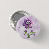 Badge Rond 2,50 Cm Bouton de fleur violette (Devant & derrière)