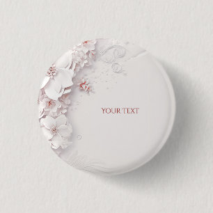 Badge Rond 2,50 Cm Bouton de floraison rose ivoire