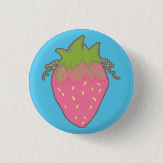 Badge Rond 2,50 Cm Bouton de fraise (Devant)