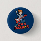 Badge Rond 2,50 Cm Bouton de garçon de guitare de Rockstar (Devant)