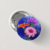 Badge Rond 2,50 Cm Bouton de Gerbera Daisies (Devant & derrière)