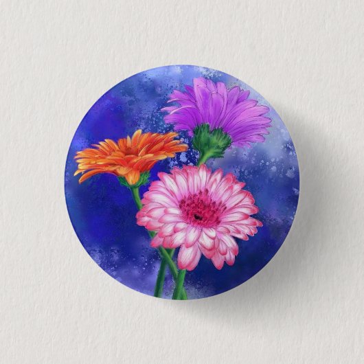 Badge Rond 2,50 Cm Bouton de Gerbera Daisies (Devant)