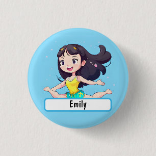 Badge Rond 2,50 Cm Bouton de gymnaste mignon avec Nametag personnalis
