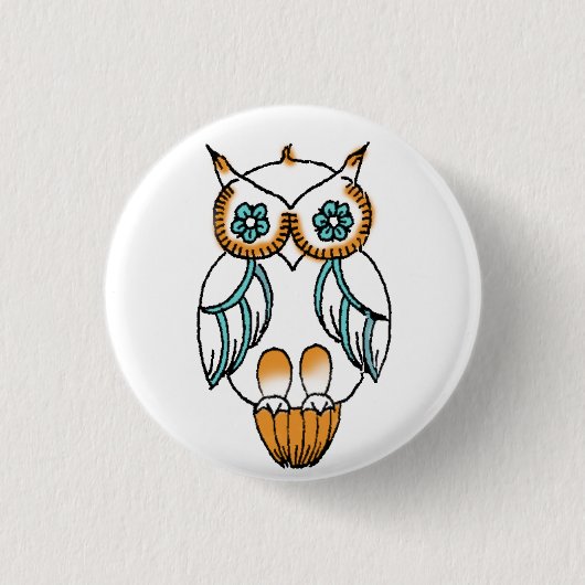 Badge Rond 2,50 Cm Bouton de hibou (Devant)