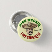 Badge Rond 2,50 Cm Bouton de Juan McCain (Devant & derrière)